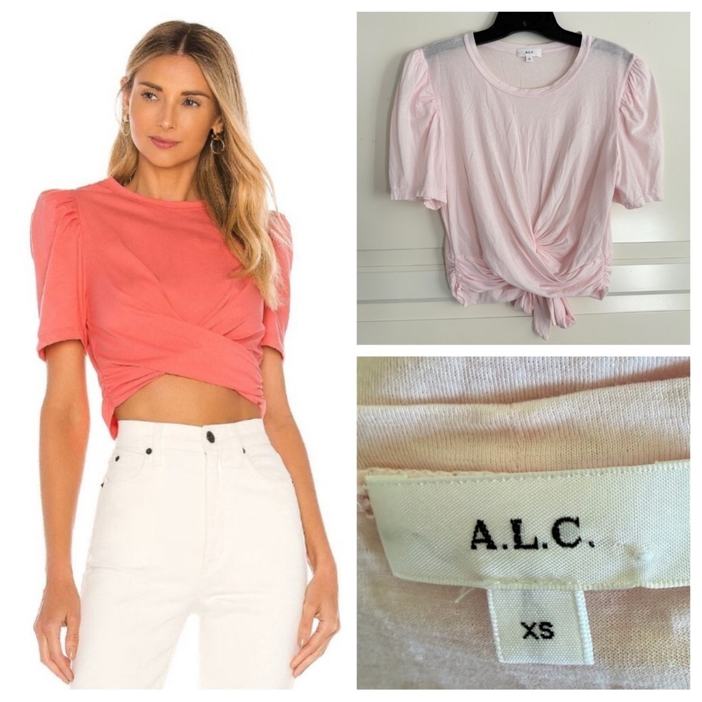 A.L.C. Light Pink Monica Cotton Crop Tee Size XS 41219